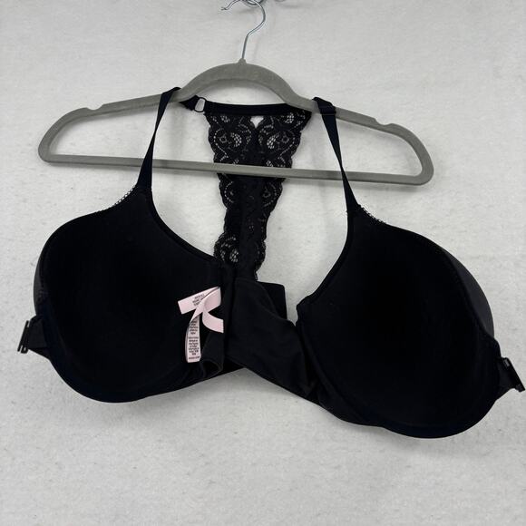 Victoria's Secret Bra Size 40DD Black Racerback Perfect Shape Front Close Padded - Picture 6 of 8